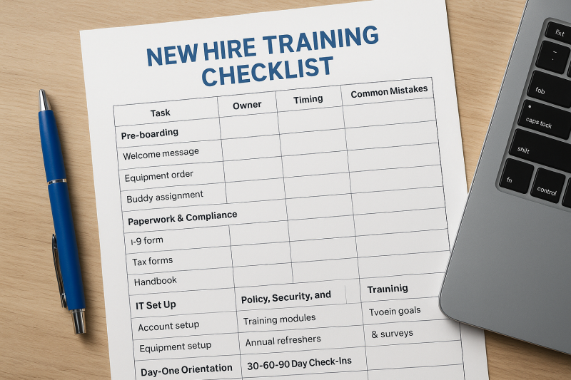 New Hire Training Checklist Template: 7 Must-Have Sections
