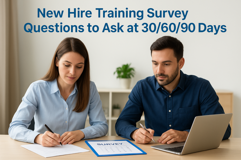 New Hire Training Survey Questions to Ask at 30/60/90 Days
